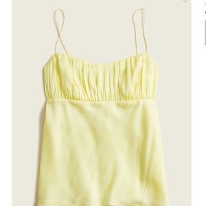 J. Crew Gathered Stretch Silk Blend Butter Yellow Camisole Size 10
